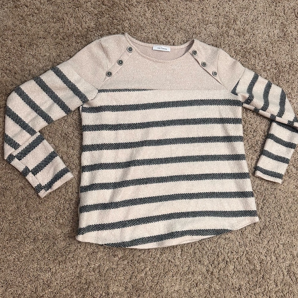 Ces Femme Stripped Scoop Neck Sweater